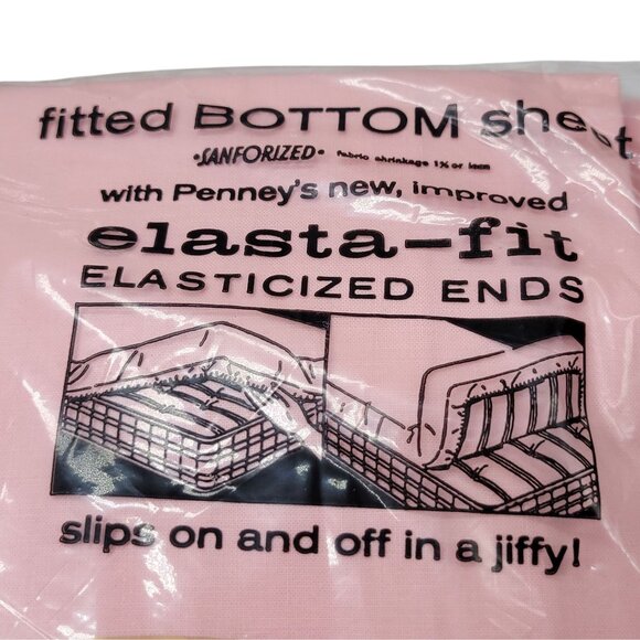 Vintage Penneys Elasta-Fit Twin Bed Sheet Set 72"x108" 100% Cotton Strong Muslin - Picture 6 of 12